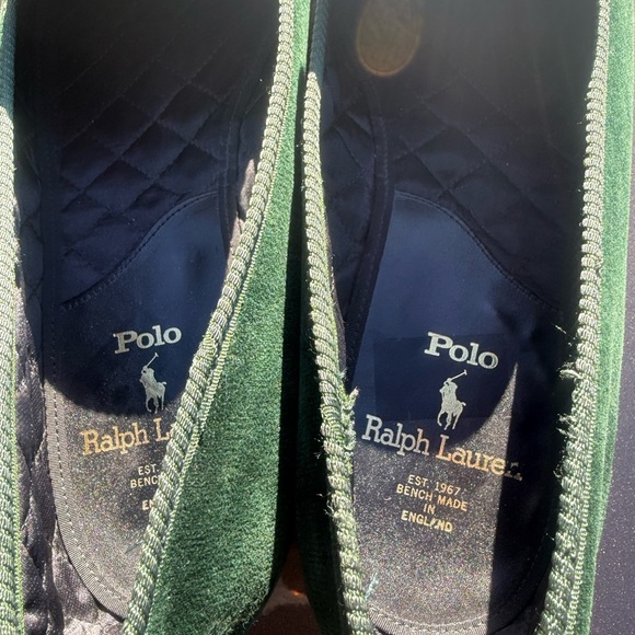 RARE! Vintage Polo Ralph Lauren Green Velvet Embroidered Vamp Smoking Slippers main image 4